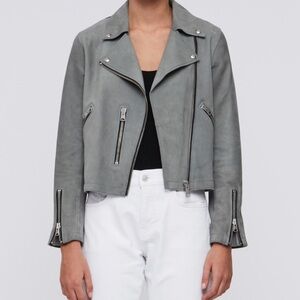 Allsaints unlined fern biker jacket suede FLAWS